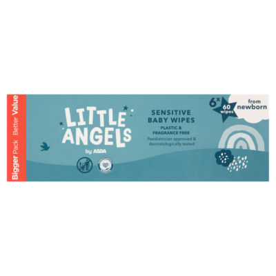 ASDA Little Angels Sensitive Baby Wipes 6 x 60