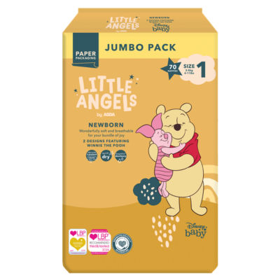 LITTLE ANGELS by ASDA Little Angels by  Newborn Disney Size 1 2-5 kg Jumbo Pack 70 Nappies