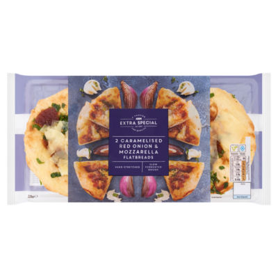 ASDA Extra Special Extra Special 2 Caramelised Red Onion & Mozzarella Flatbreads 220g