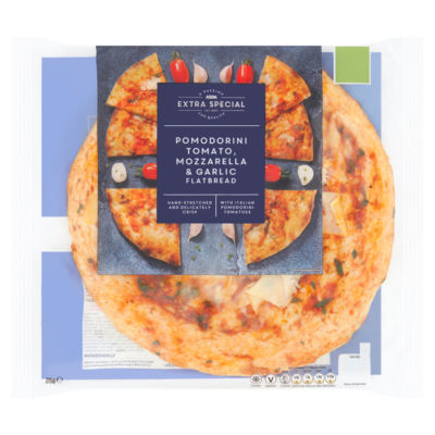ASDA Extra Special Extra Special Pomodorini Tomato, Mozzarella & Garlic Flatbread 215g