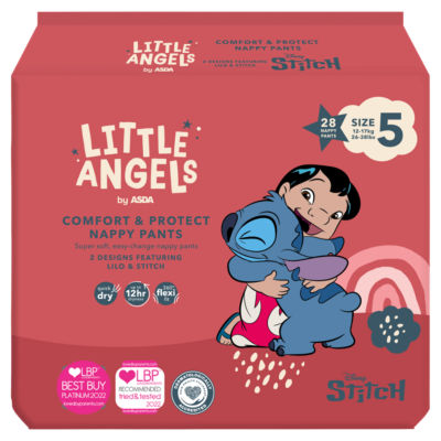 LITTLE ANGELS by ASDA Little Angels Comfort & Protect Size 5 Disney 12 - 17kg 28 Nappy Pants