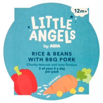 Little Angels By Asda Little Angels By Organic Rice & Beans With Bbq Pork 12M+ 200G