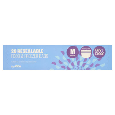 ASDA 20 Medium Resealable Food & Freezer Bags