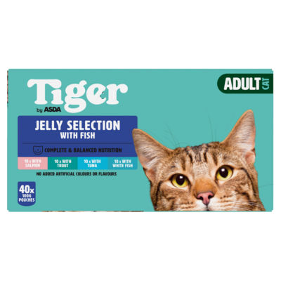 ASDA Tiger Tiger Adult Cat Jelly Selection with Fish 40 x 100g (4.0kg)