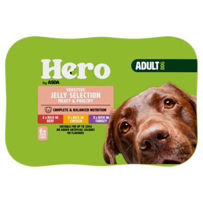 Asda Hero Hero Sensitive Jelly Selection Meaty & Poultry Adult Dog 6 x 400g (2.4kg)