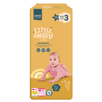 ASDA Little Angels Little Angels by  Newborn Size 3 6-10kg 56 Nappies