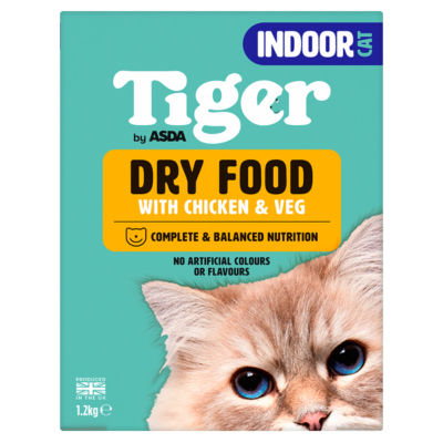 ASDA Tiger Tiger Dry Food with Chicken & Veg Indoor Cat 1.2kg