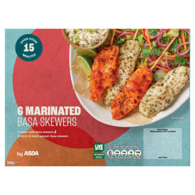 ASDA 6 Marinated Basa Skewers 300g