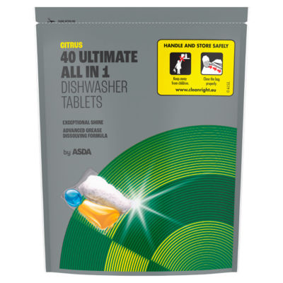 ASDA Ultimate All in 1 Citrus Dishwasher Tablets 40 x 12.5g (500g)