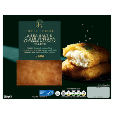 Exceptional by ASDA 2 Sea Salt & Cider Vinegar Battered Haddock Fillets ...