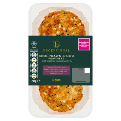 Exceptional by ASDA King Prawn & Cod Fishcakes with Melting Masala Centre 290g