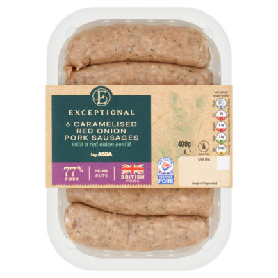 Exceptional by ASDA 6 Caramelised Red Onion Pork Sausages 400g