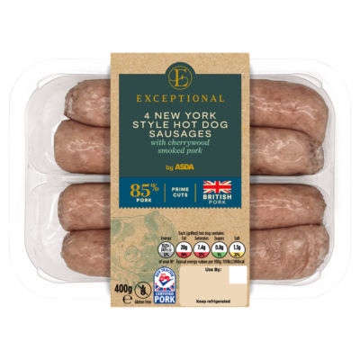 Exceptional by ASDA 4 New York Style Hot Dog Sausages 400g