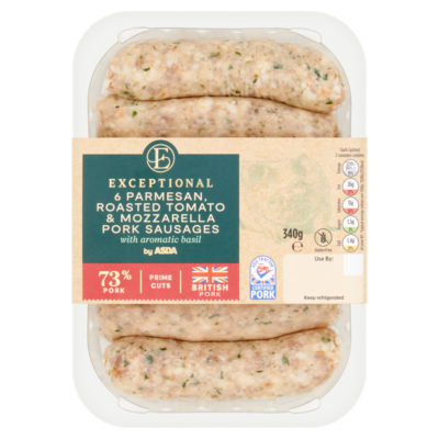 Exceptional by ASDA Exceptional by  6 Parmesan Roasted Tomato & Mozzarella Pork Sausages 340g