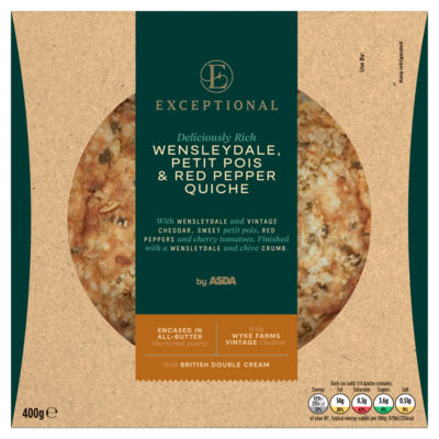 Exceptional By Asda Wensleydale, Petit Pois & Red Pepper Quiche 400G