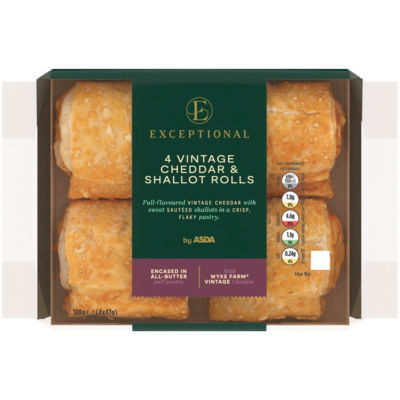 Exceptional by ASDA 4 Vintage Cheddar & Shallot Rolls 4 x 47g (188g)