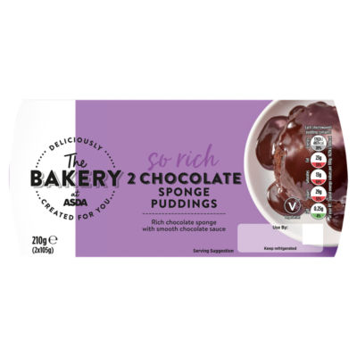 The BAKERY at ASDA The Bakery Chocolate Sponge Puddings 2 x 105g (210g)