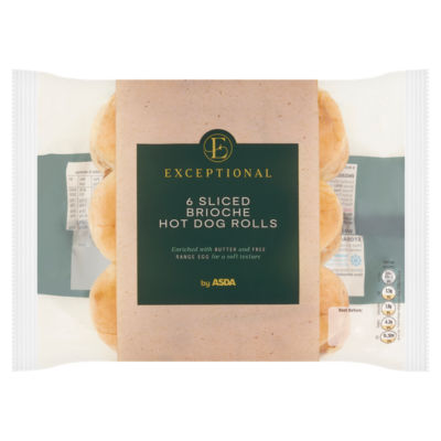 Exceptional by ASDA 6 Sliced Brioche Hot Dog Rolls