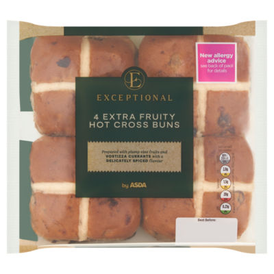 Exceptional By Asda 4 Extra Fruity Hot Cross Buns