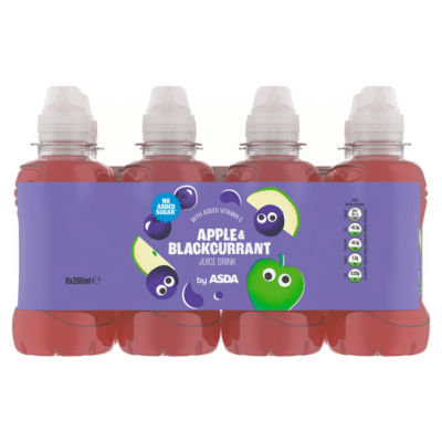 ASDA Apple & Blackcurrant Juice Drinks 8 x 200ml