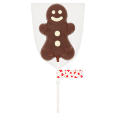 ASDA Gingerbread Man Shaped Milk Chocolate Lollipop with White Chocolate Decoration 30g