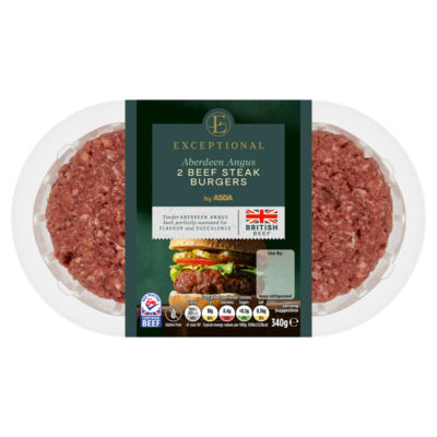 Exceptional by ASDA 2 Aberdeen Angus Beef Steak Burgers 340g