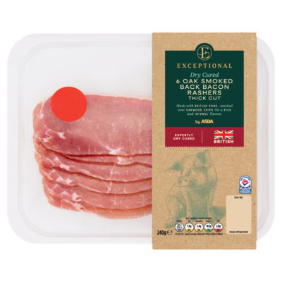 Exceptional by ASDA Exceptional 6 Oak Smoked Back Bacon Rashers Thick Cut 240g
