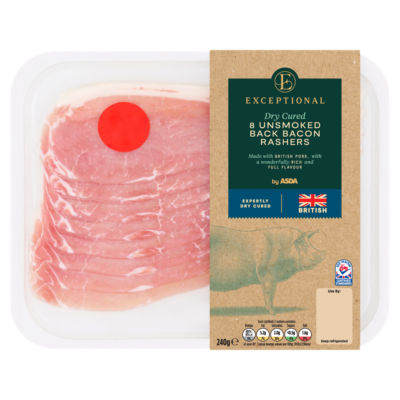 Exceptional by ASDA 8 Unsmoked Back Bacon Rashers 240g