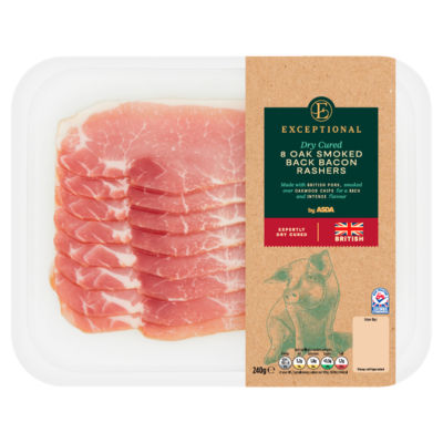 Exceptional by ASDA 8 Dry Cured Oak Smoked Back Bacon Rashers 240g