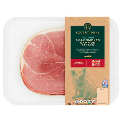 Exceptional by ASDA Dry Cured 2 Oak Smoked Gammon Steaks 370g