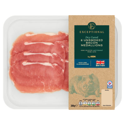 Exceptional by ASDA Exceptional 8 Unsmoked Bacon Medallions 200g
