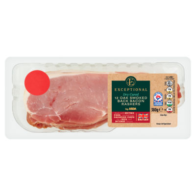 Exceptional by ASDA Exceptional 12 Dry Cured Oak Smoked Back Bacon Rashers 380g