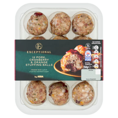Exceptional by ASDA 12 Pork Cranberry & Orange Stuffing Balls 350g