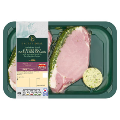 Exceptional by ASDA Yorkshire Bred 2 Thick Cut Pork Loin Steaks 481g