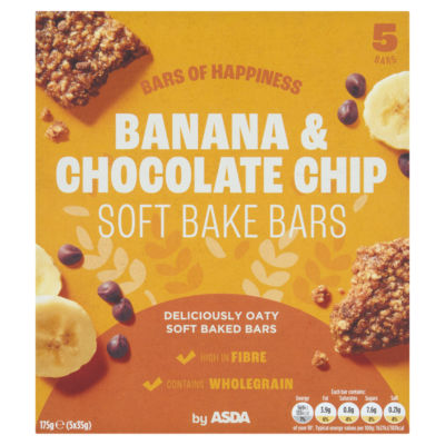 ASDA Banana & Chocolate Chip Soft Bake Bars 5 x 35g