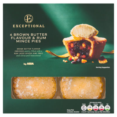 Exceptional by ASDA 4 Brown Butter Flavour & Rum Mince Pies