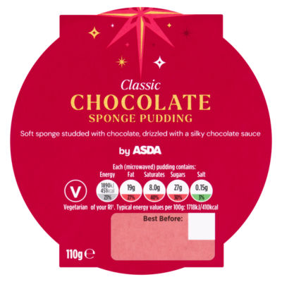 ASDA The Bakery Classic Chocolate Sponge Pudding 110g