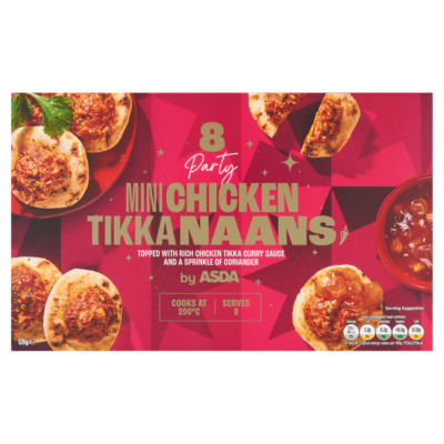 ASDA 8 Party Mini Chicken Tikka Naans 128g