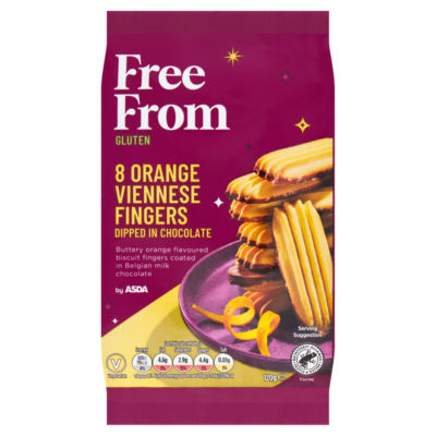 Free From by ASDA 8 Orange Viennese Fingers Dipped in Chocolate 120g
