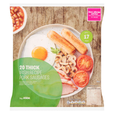 ASDA 20 Thick Irish Recipe Pork Sausages 907g ASDA Groceries