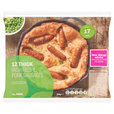 ASDA 12 Thick Irish Recipe Pork Sausages 544g