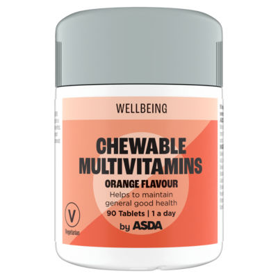 ASDA Wellbeing Orange Flavour Chewable Multivitamins 90 Tablets