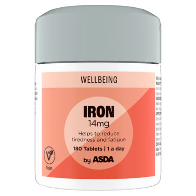 ASDA Wellbeing Iron 14 mg 180 Tablets 1a day