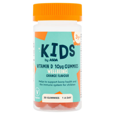 ASDA Kids by  Wellbeing Orange Flavour Vitamin D 10μg 1 a Day 3y+ 30 Gummies