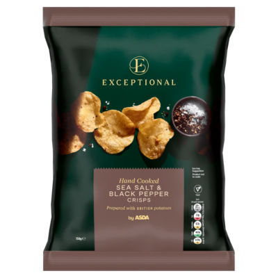 Exceptional by ASDA Hand Cooked Sea Salt & Black Pepper Crisps 150g