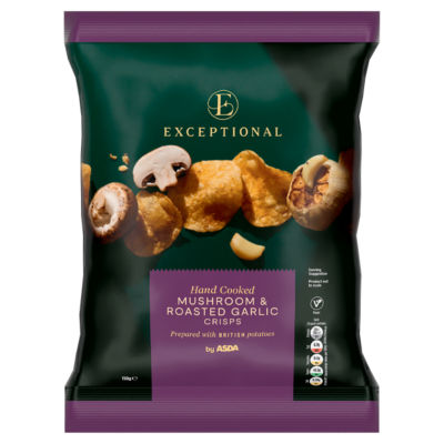 ASDA Exceptional by  Hand Cooked Mushroom & Roasted Garlic Crisps 150g