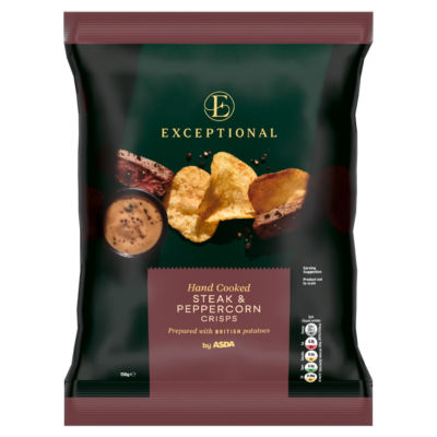 ASDA Exceptional by  Hand Cooked Steak & Peppercorn Crisps 150g