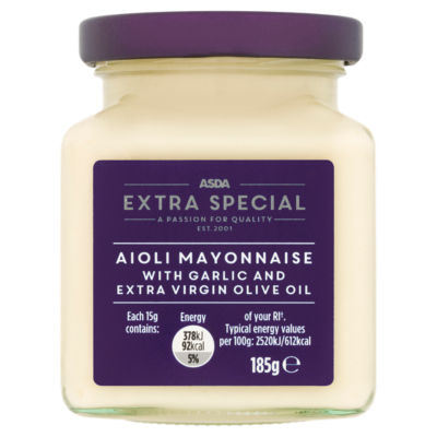 ASDA Extra Special Extra Special Aioli Mayonnaise with Garlic and Extra Virgin Olive Oil 185g