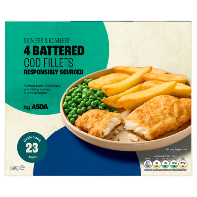 ASDA 4 Battered Cod Fillets 440g