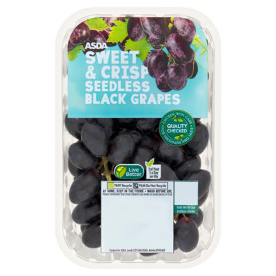 ASDA Sweet & Crisp Seedless Black Grapes 500g